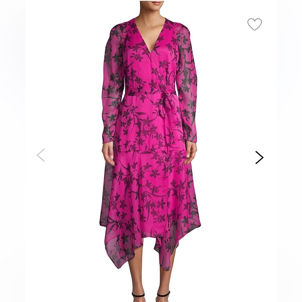 Vince Camuto Iris floral Pink Black Midi Size XL